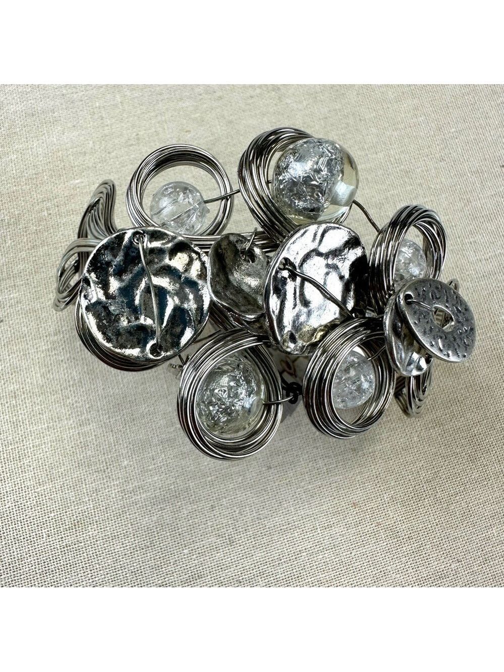 Treska silvertone lucite metal bracelet NEW with tags twisted wire C cuff